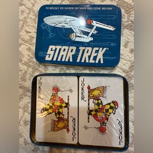 Vintage 1992 enesco Playing Cards Tin Set - Blue